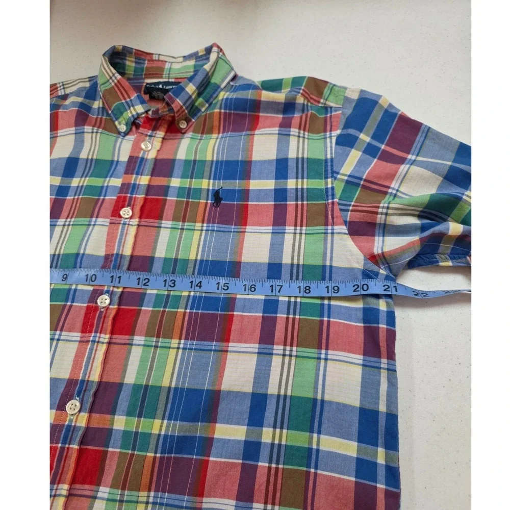 Ralph Lauren Boys XL 20 Multi Color Plaid Button Down Shirt Long Sleeve Cotton - Picture 9 of 12